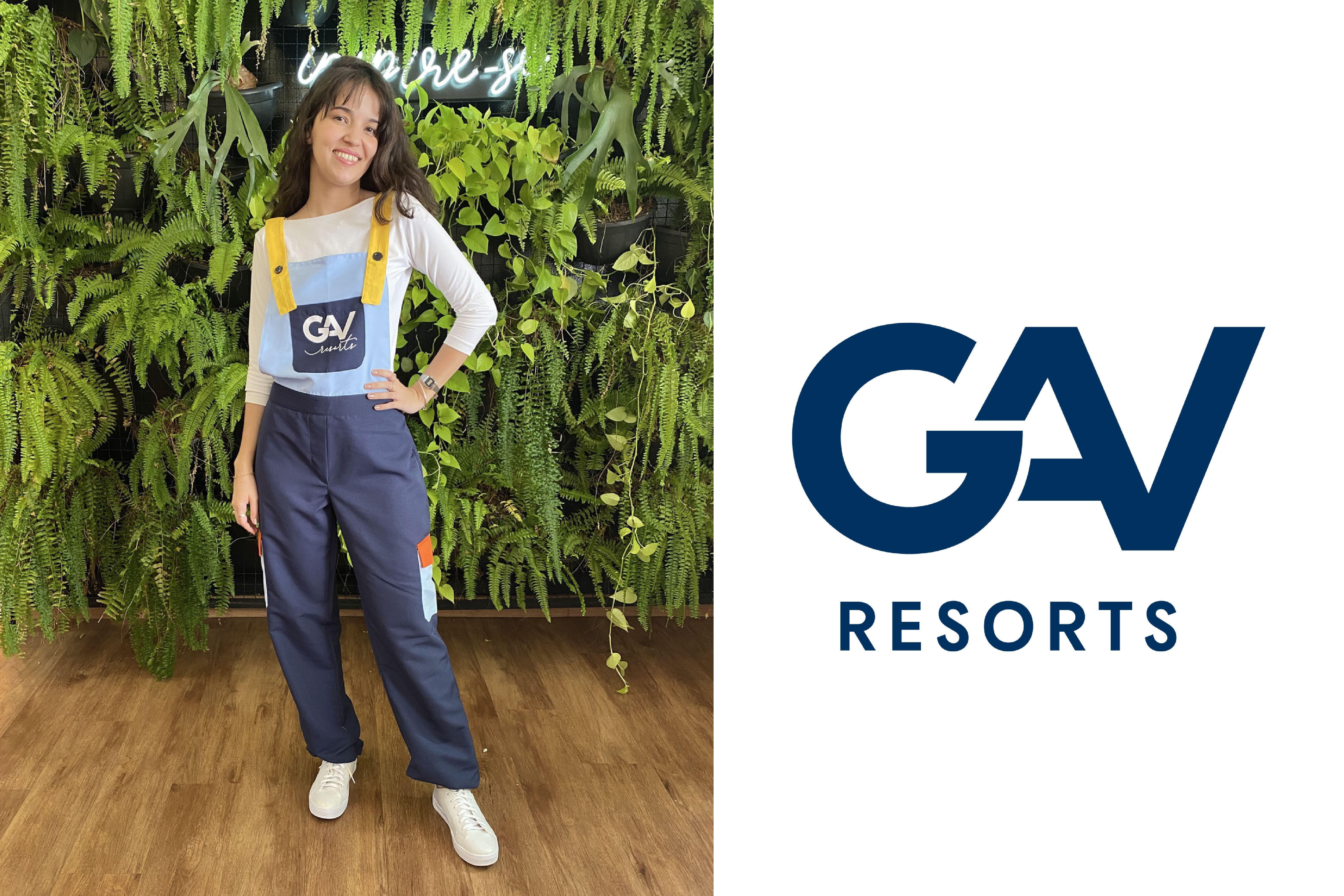 Mulher vestindo uniforme da GAV Resorts criado pela Dash.