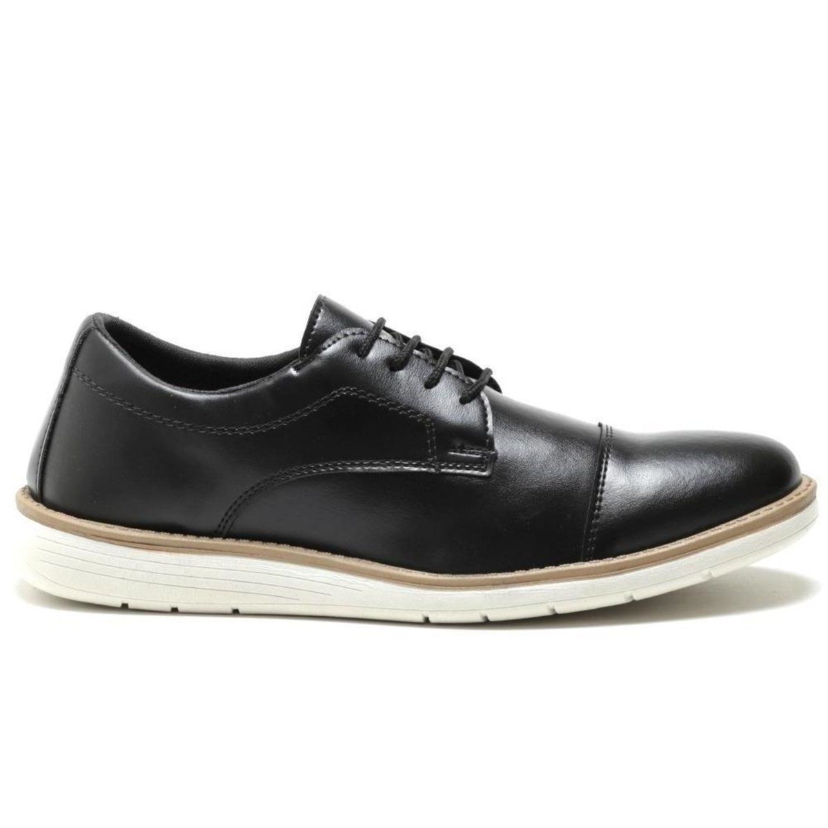 Sapato Derby Masculino Couro Bico Redondo Liso Casual Macio Marrom 38 (2)